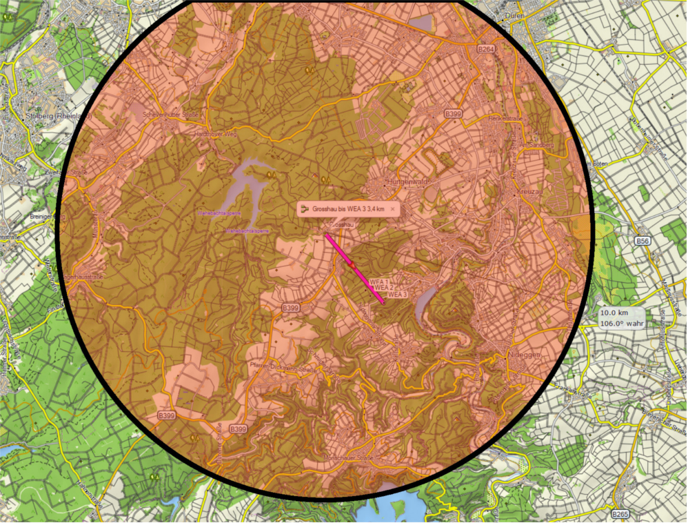 Karte 10 km um Grosshau