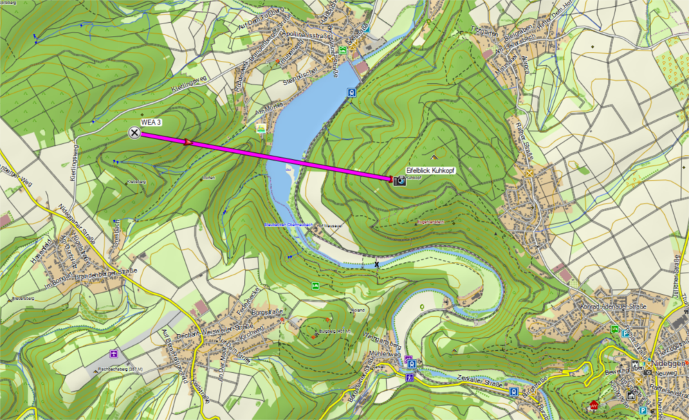 Profil-Linie von Staumauer aus
