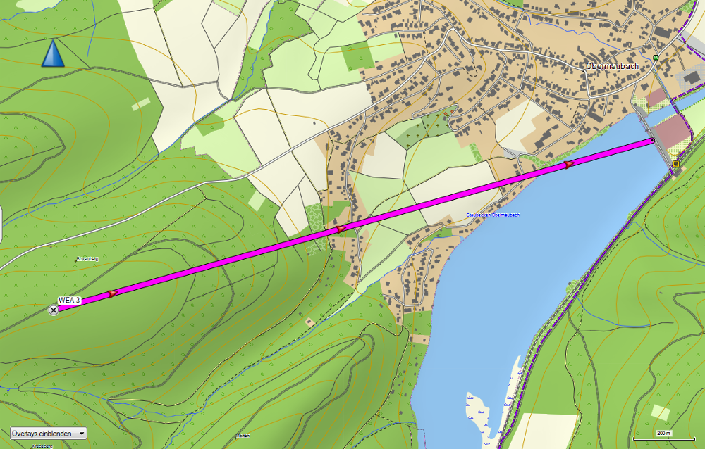 Profil-Linie von Staumauer aus