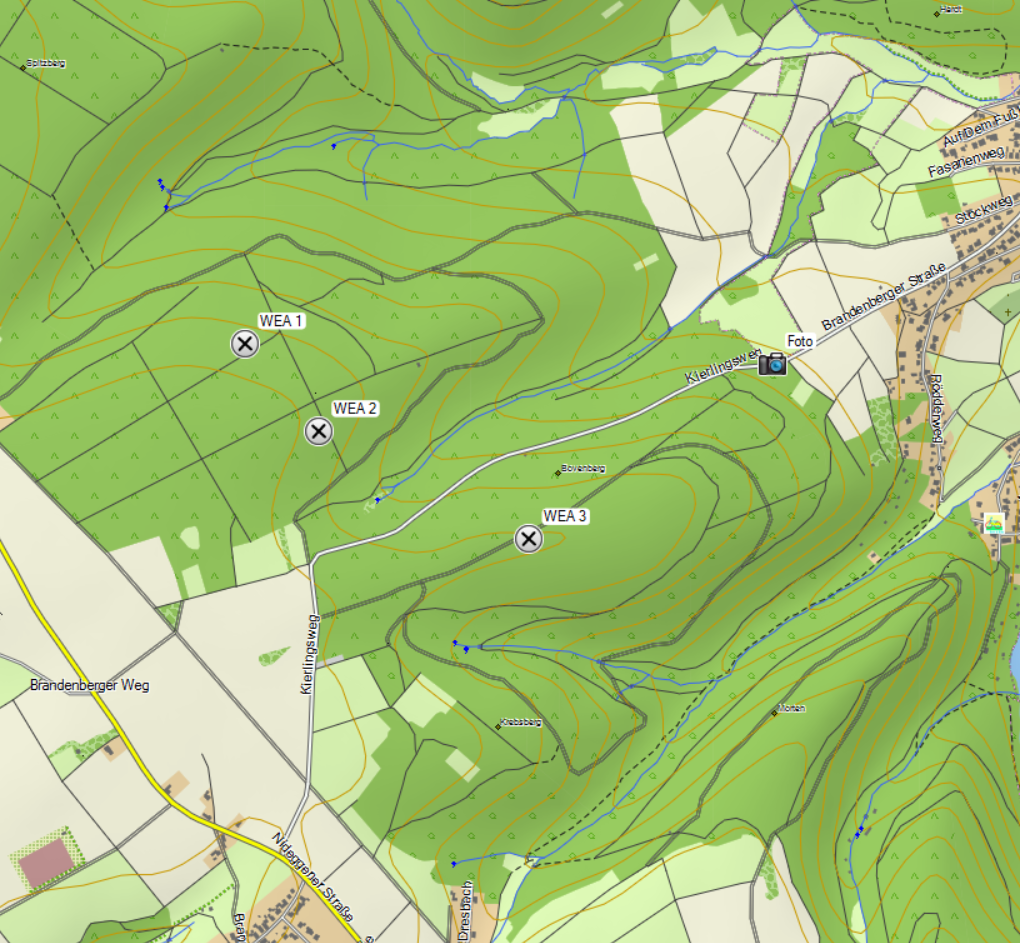 Topokarte mit Fotostelle oberhalb Obermaubach